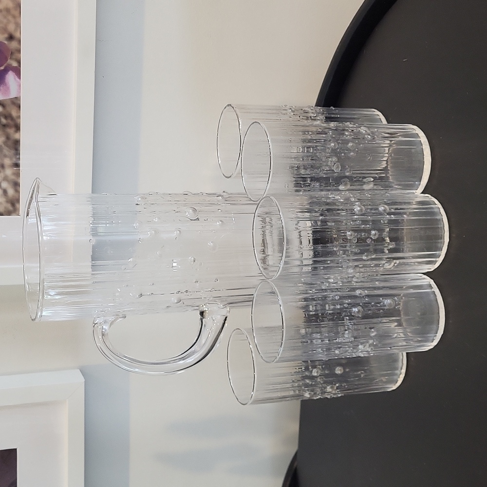 Vintage Set of 5 Iittala 'Mesi' Glasses by Tapio Wirkkala and pitcher